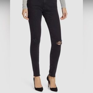 AG Jeans Black Distressed Skinny Jeans